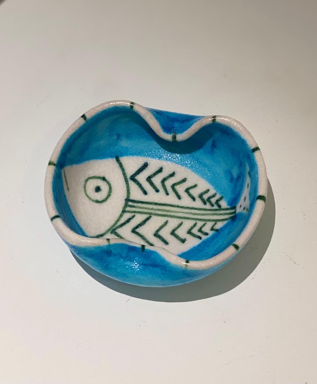 Italian Guido Gambone Small Ceramic Decorative Cup Vide-Poches 