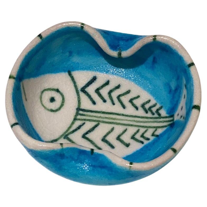 Guido Gambone Small Ceramic Decorative Cup Vide-Poches "Fish" 1950's