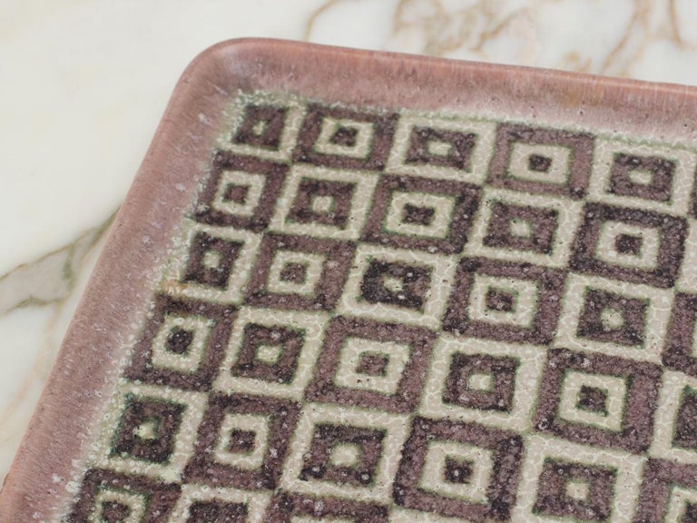 Guido Gambone Square Ceramic Tray For Sale 1