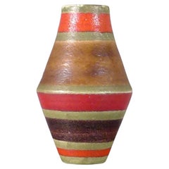 Guido Gambone, Striped Diamond Shaped Maiolica Vase, circa 1950, signed