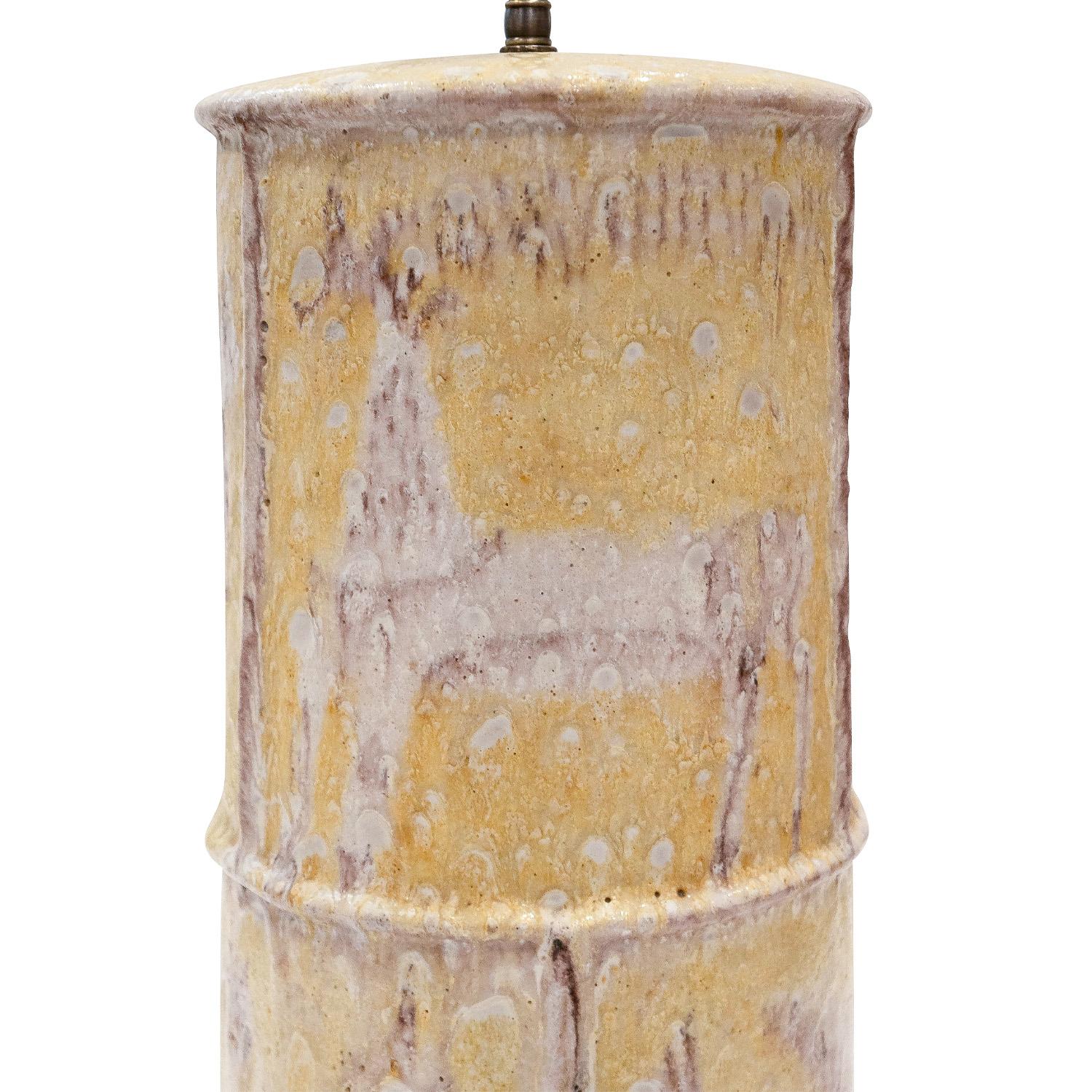 Mid-20th Century Guido Gambone Stunning Large Ceramic Table Lamp with Animal Motif 1950s (Signed) For Sale