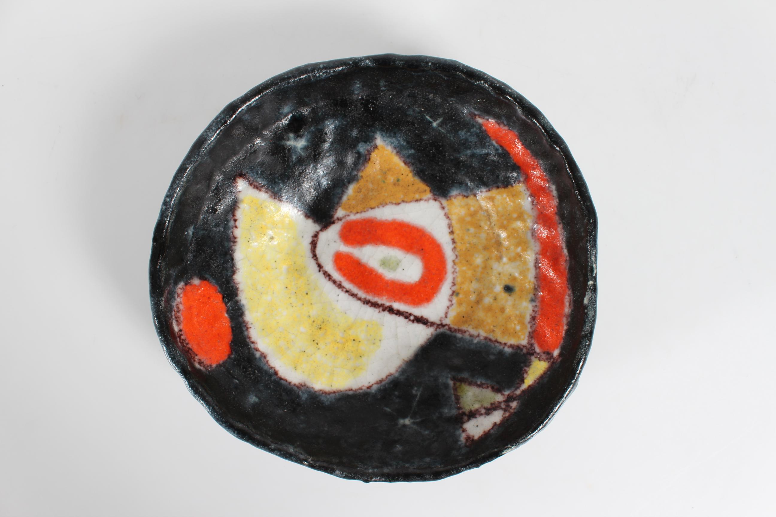 Guido Gambone Cuenco decorativo único de cerámica rústica hecho a mano en Italia Años 50 en Bueno estado para la venta en Silkeborg, Silkeborg