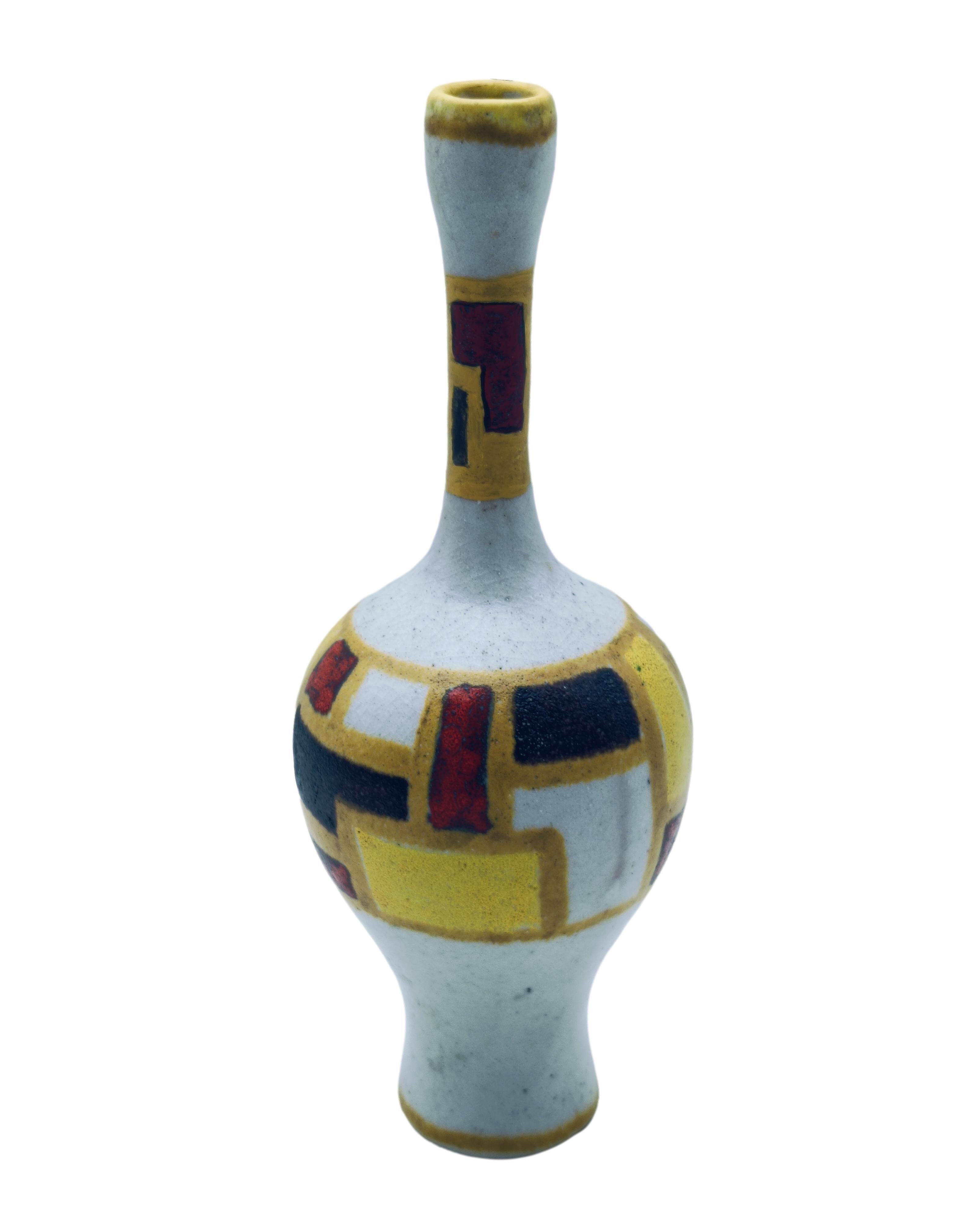 Mid-Century moderno Guido Gambone Vaso a Bottiglia in Terracotta Firmato, Italia 1950s in vendita