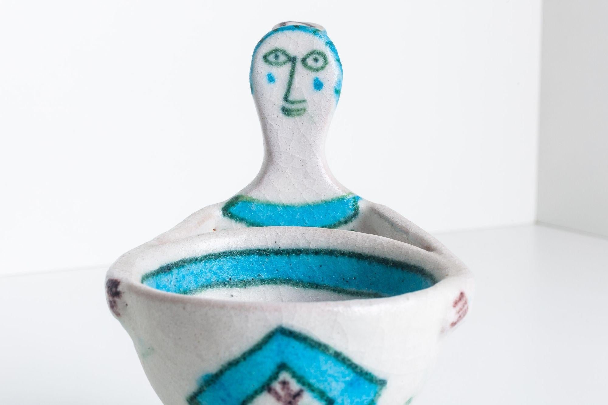 Ceramic Guido Gamboni Lady Figurine Salt Cellar For Sale