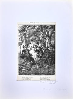 Gathering - Lithograph by Guido Gonin - 19th Century