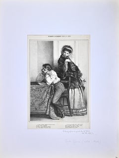 Students - Lithograph by Guido Gonin - 19th Century