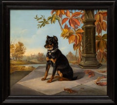 "Manchester Terrier sitting on Terrace in Autumn, 1854" Guido Hammer (1821-1898)