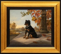 "Manchester Terrier sentado en una terraza en otoño, 1854" Guido Hammer (1821-1898)