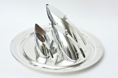 Modernist Silverplate Coffee/Tea Service Set by Guido Niest Vintage Italian