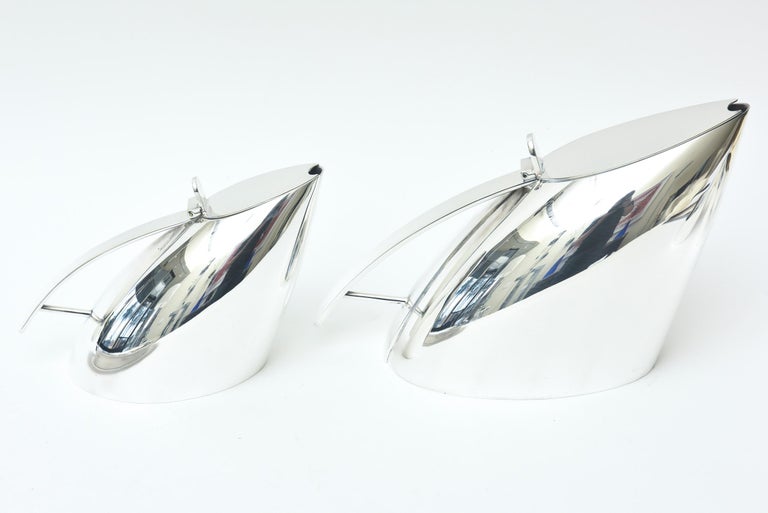 Italian Vintage Modernist Silverplate Coffee/Tea Service Set by Guido