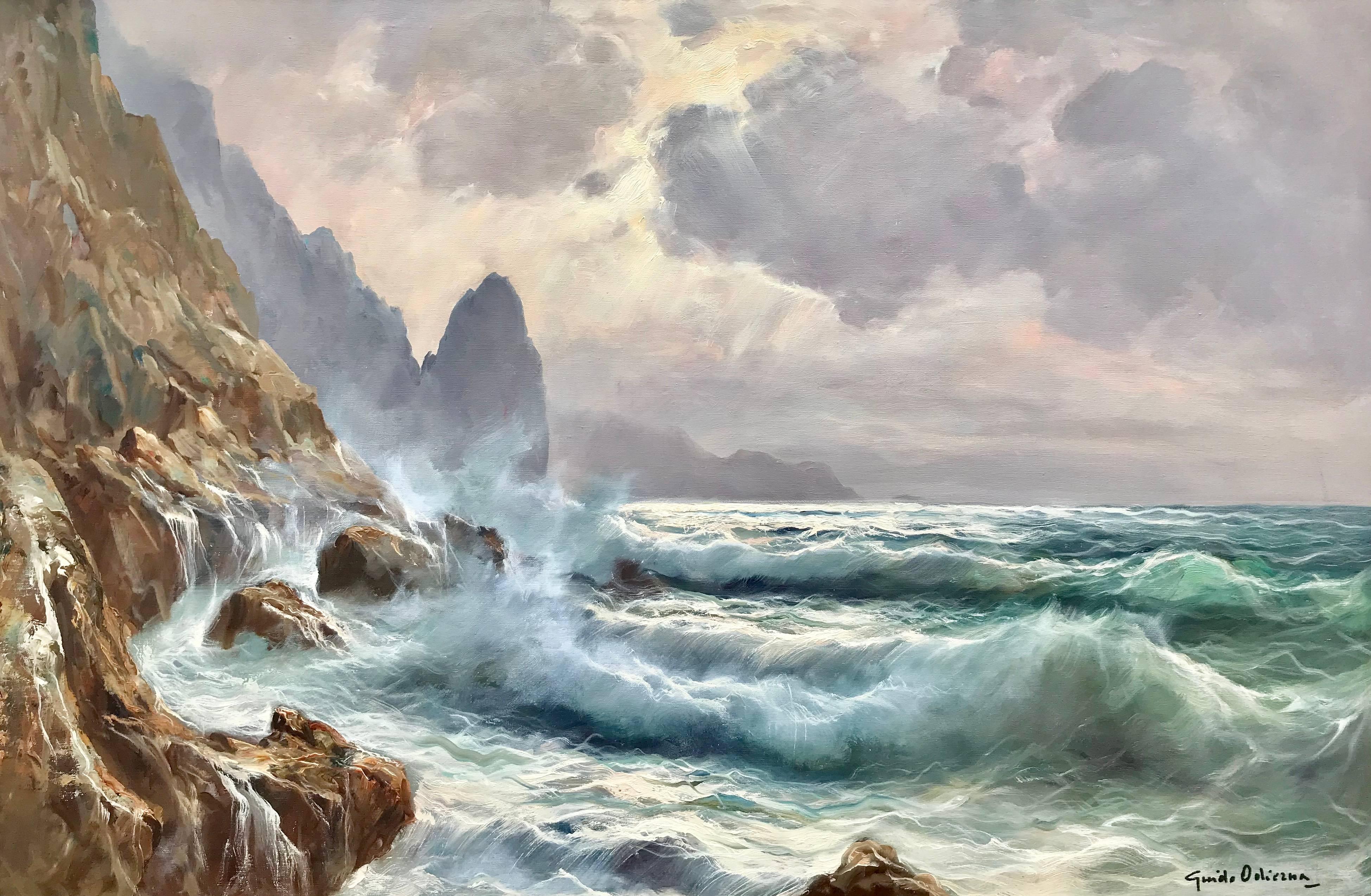 Guido Odierna Landscape Painting - “Breakers, Capri"