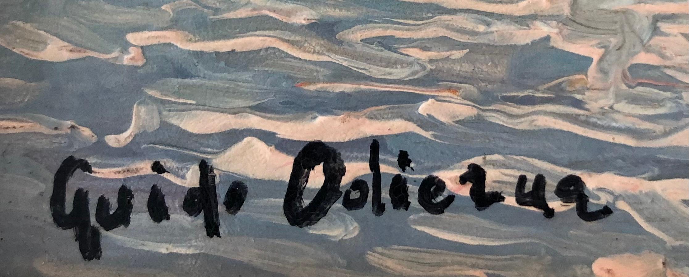 Veleros en mar abierto frente a Capri - Landscape Painting Gris de Guido Odierna