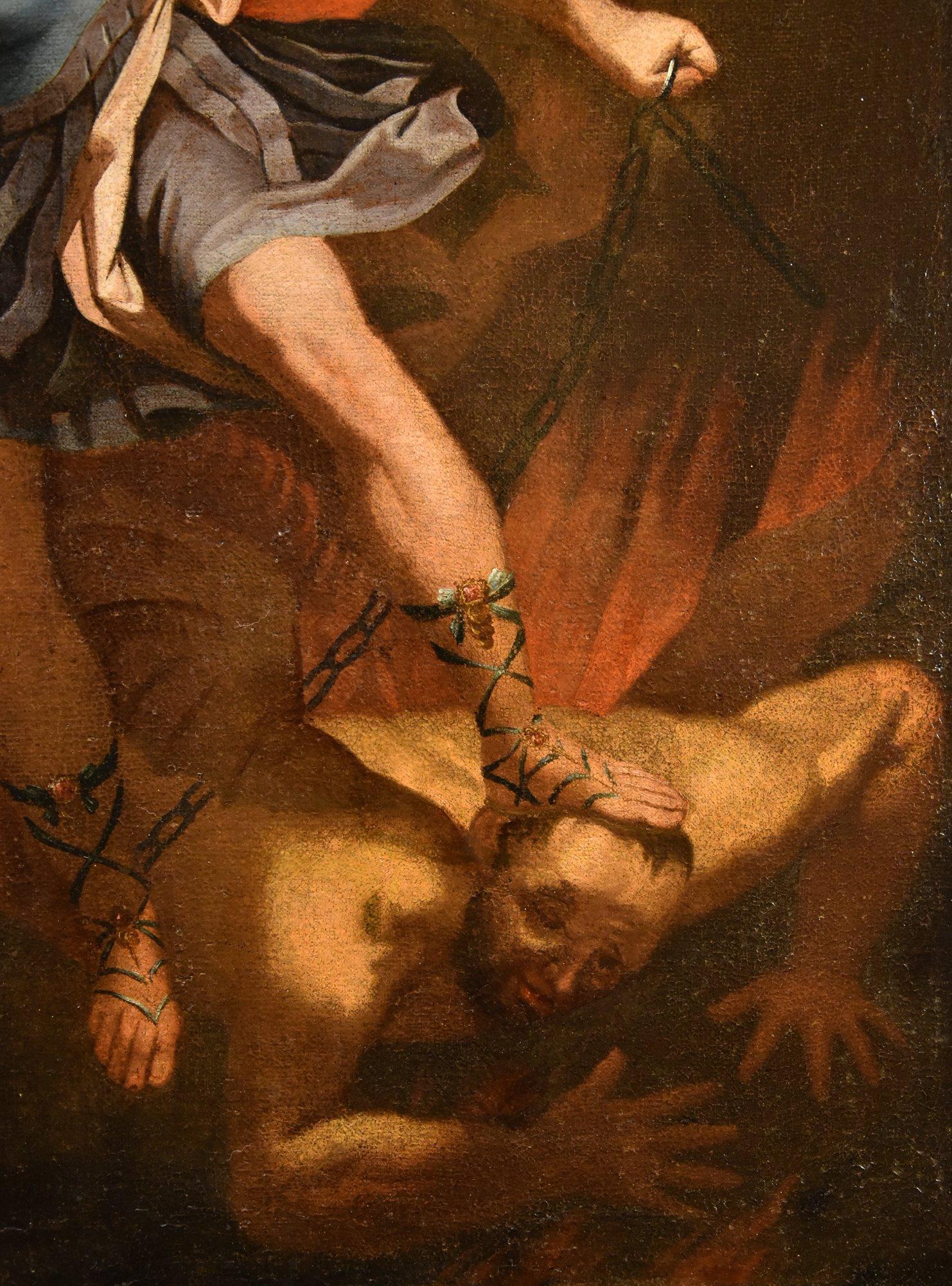 Sankt Michael Erzengel Reni Gemälde 17. Jahrhundert Öl auf Leinwand Alter Meister Italien im Angebot 7