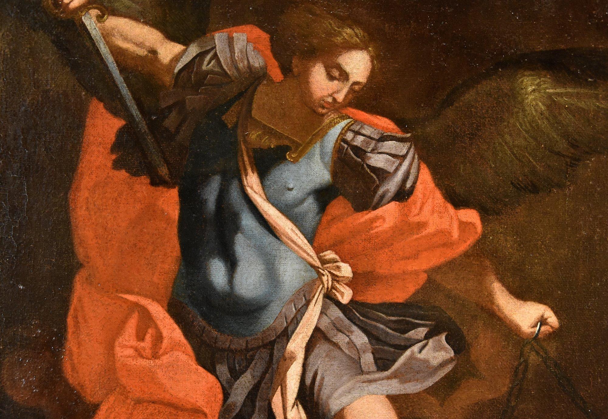 Sankt Michael Erzengel Reni Gemälde 17. Jahrhundert Öl auf Leinwand Alter Meister Italien im Angebot 1