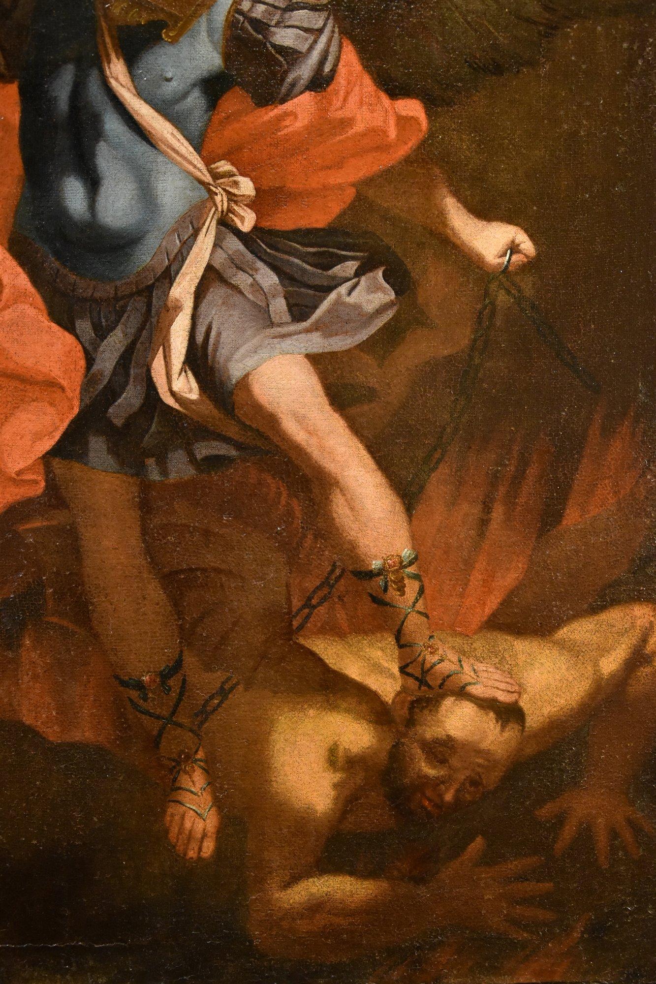 Sankt Michael Erzengel Reni Gemälde 17. Jahrhundert Öl auf Leinwand Alter Meister Italien im Angebot 5