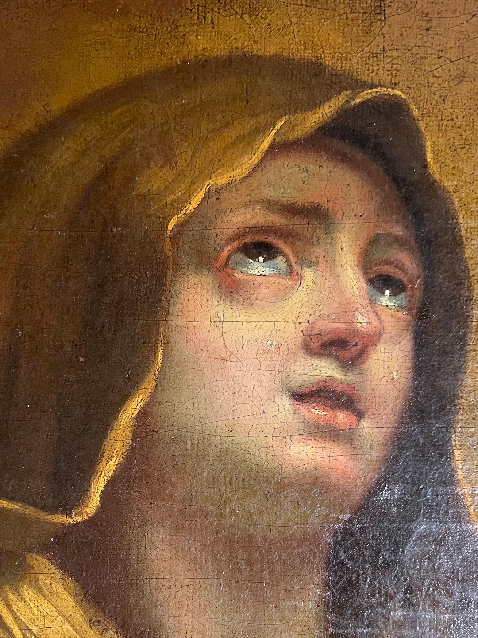 Guido Reni (After) - Öl auf Leinwand - Porträt einer Jungfrau - Italienische Schule 18. (Barock) im Angebot
