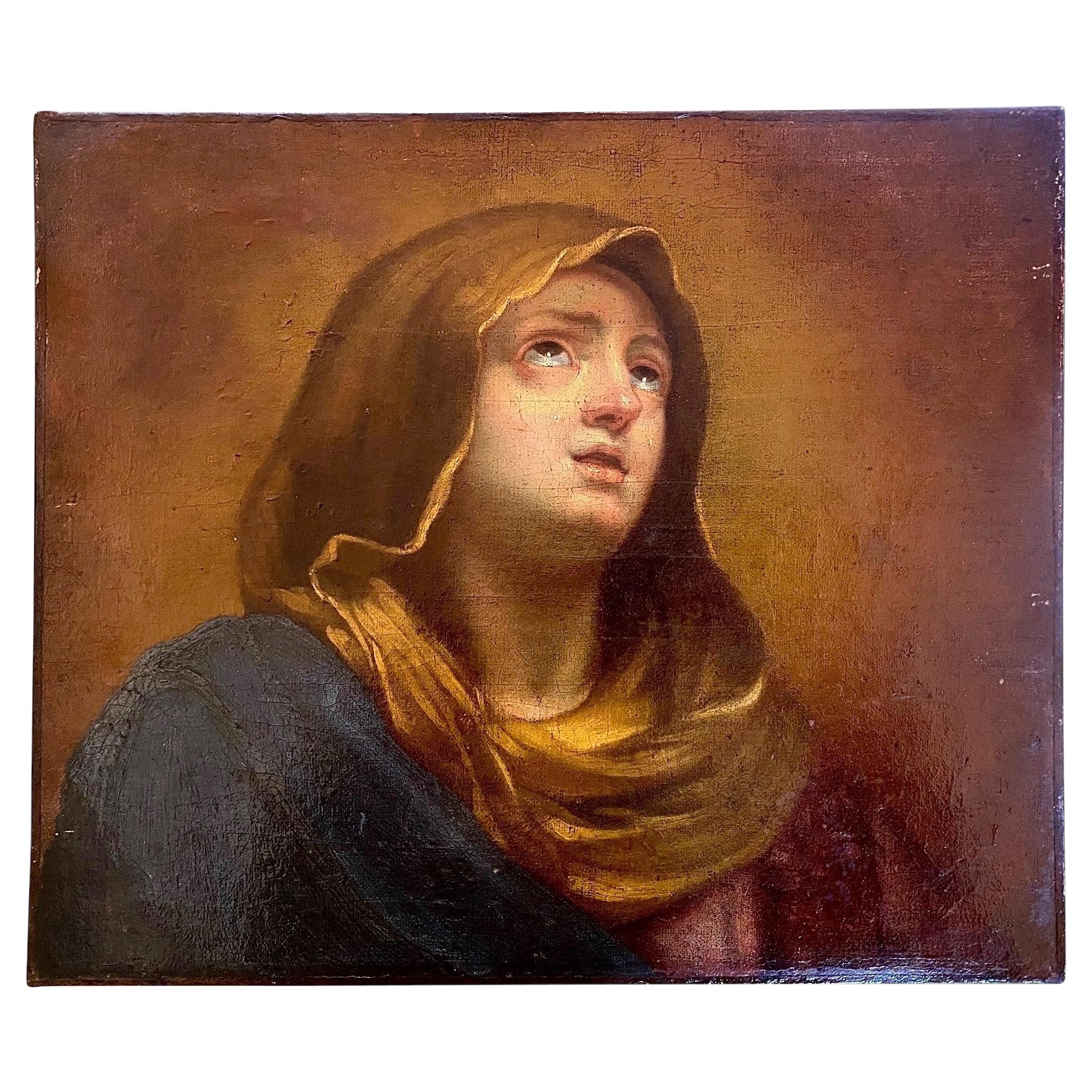 Guido Reni (After) - Öl auf Leinwand - Porträt einer Jungfrau - Italienische Schule 18. im Angebot
