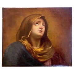Guido Reni (dopo) - Olio su tela - Ritratto di Vergine - Scuola italiana del 18° secolo
