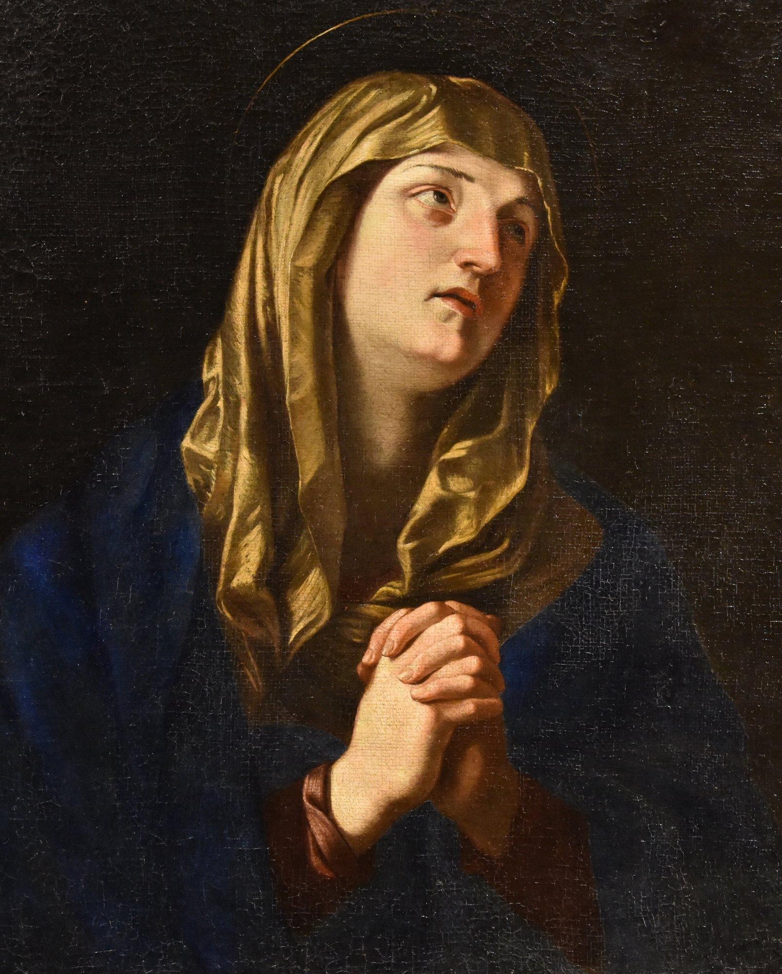 La bottega di Guido Reni (Bologna, 1575 - Bologna, 1642)
La Vergine in preghiera (o Mater dolorosa)

Olio su tela
77 x 64 cm, incorniciato 97 x 83 cm.

La Madonna della nostra tela è raffigurata secondo l'iconografia tipica della 'mater dolorosa',