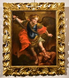 Archangel Michael Roman School 17th Century Guido Reni Paint Oil on canvas 