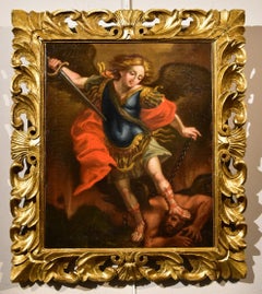 Archangel Michael Roman School 17th Century Guido Reni Paint Oil on canvas