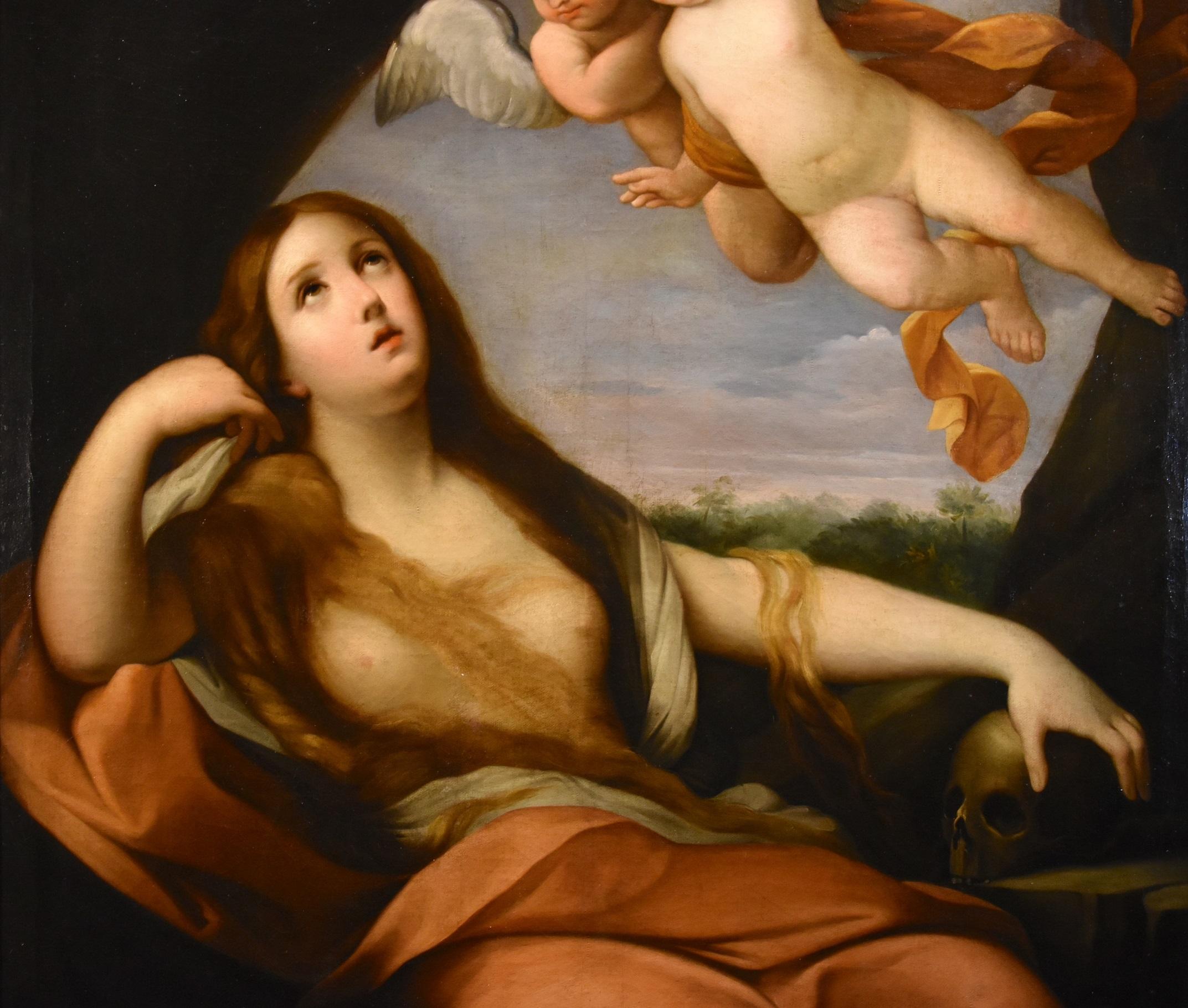 Mary Magdalene Penitent Reni Paint Oil on canvas Old master 17th Century Italy - Old Masters Painting by  Guido Reni (Bologna 1575 - 1642)