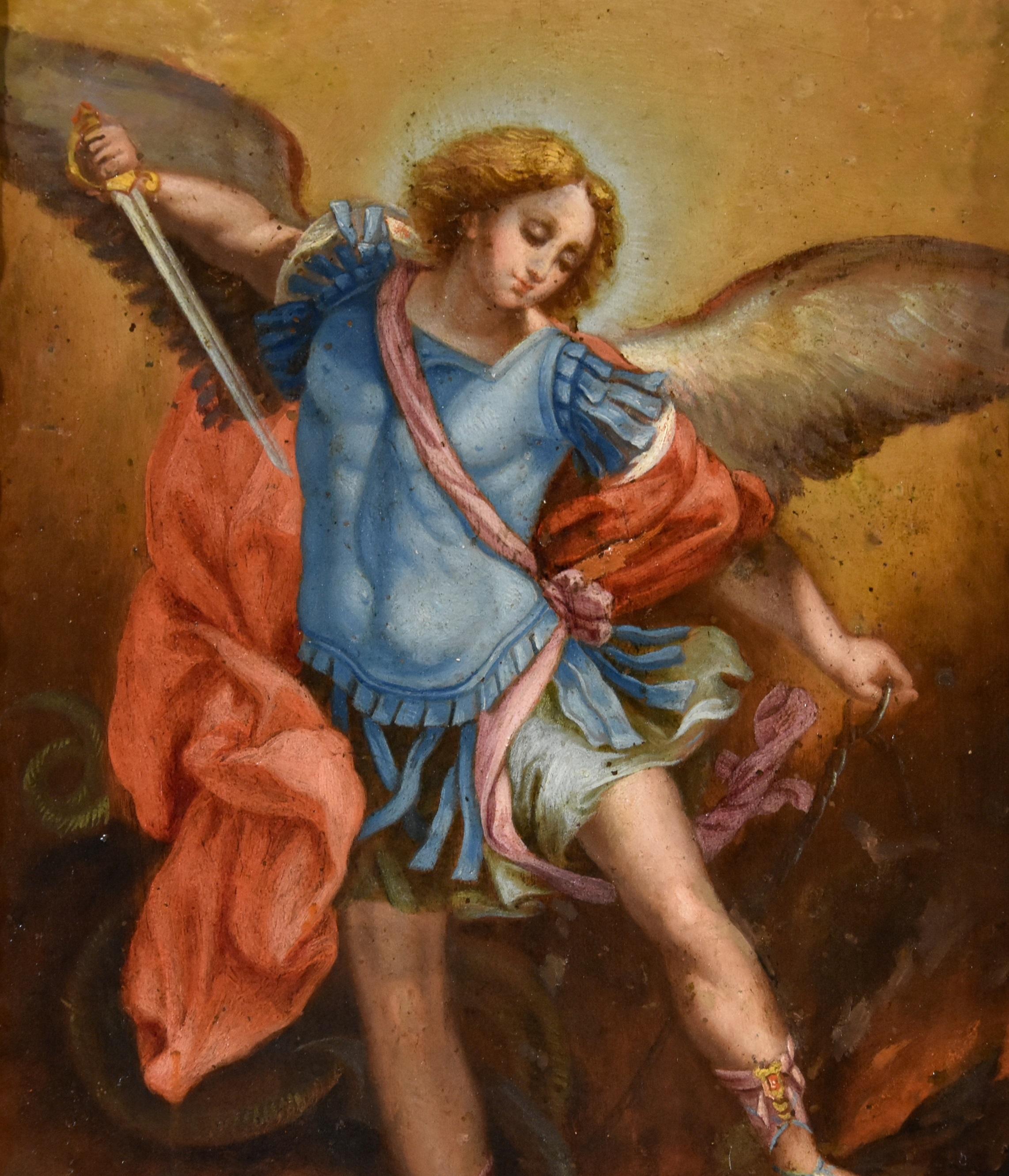 Saint Michael Archangel Guido Reni Paint 17th Century Oil on copper Old master 1