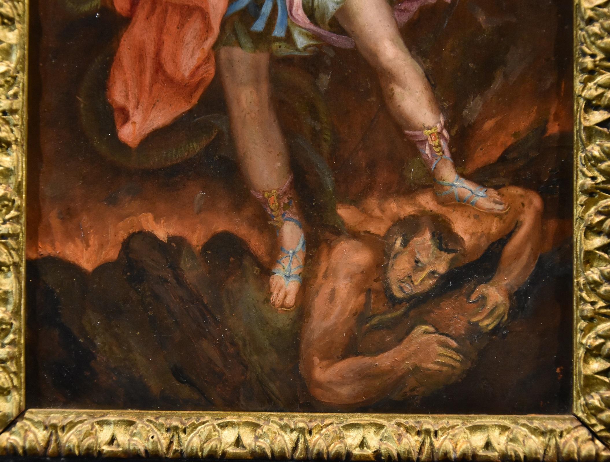 Saint Michael Archangel Guido Reni Paint 17th Century Oil on copper Old master 3