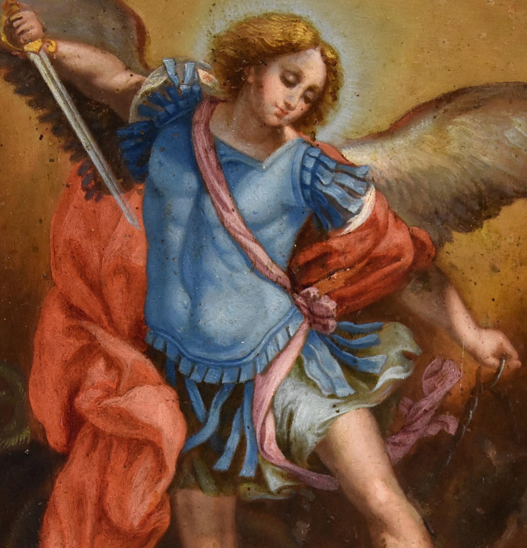 Saint Michael Archangel Guido Reni Paint 17th Century Oil on copper Old master 5