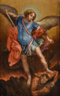 Saint Michael Archangel Guido Reni Paint 17th Century Oil on copper Old master