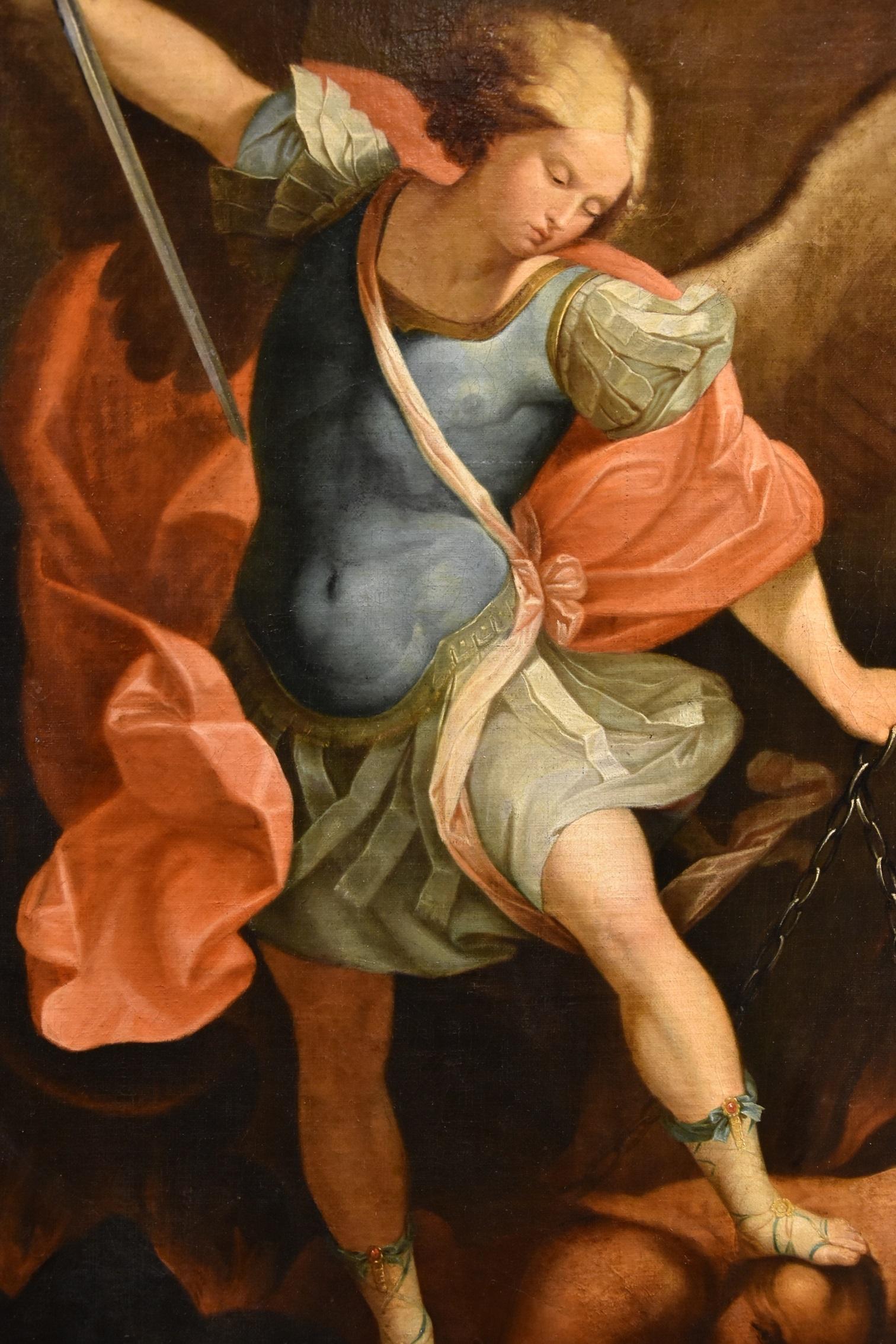 San Miguel Arcángel Reni 17/18 Siglo Pintura Óleo sobre lienzo Arte antiguo maestro en venta 7