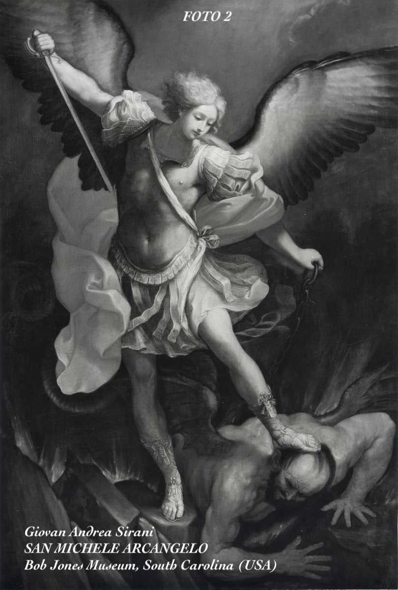 San Miguel Arcángel
Guido Reni (Bolonia 1575 - 1642) Taller/seguidor de

Siglos XVII-XVIII
Óleo sobre lienzo (104 x 68 cm. - En marco 109 x 68 cm.)

Este cuadro de gran calidad está basado en el famoso San Miguel Arcángel de Guido Reni, pintado en