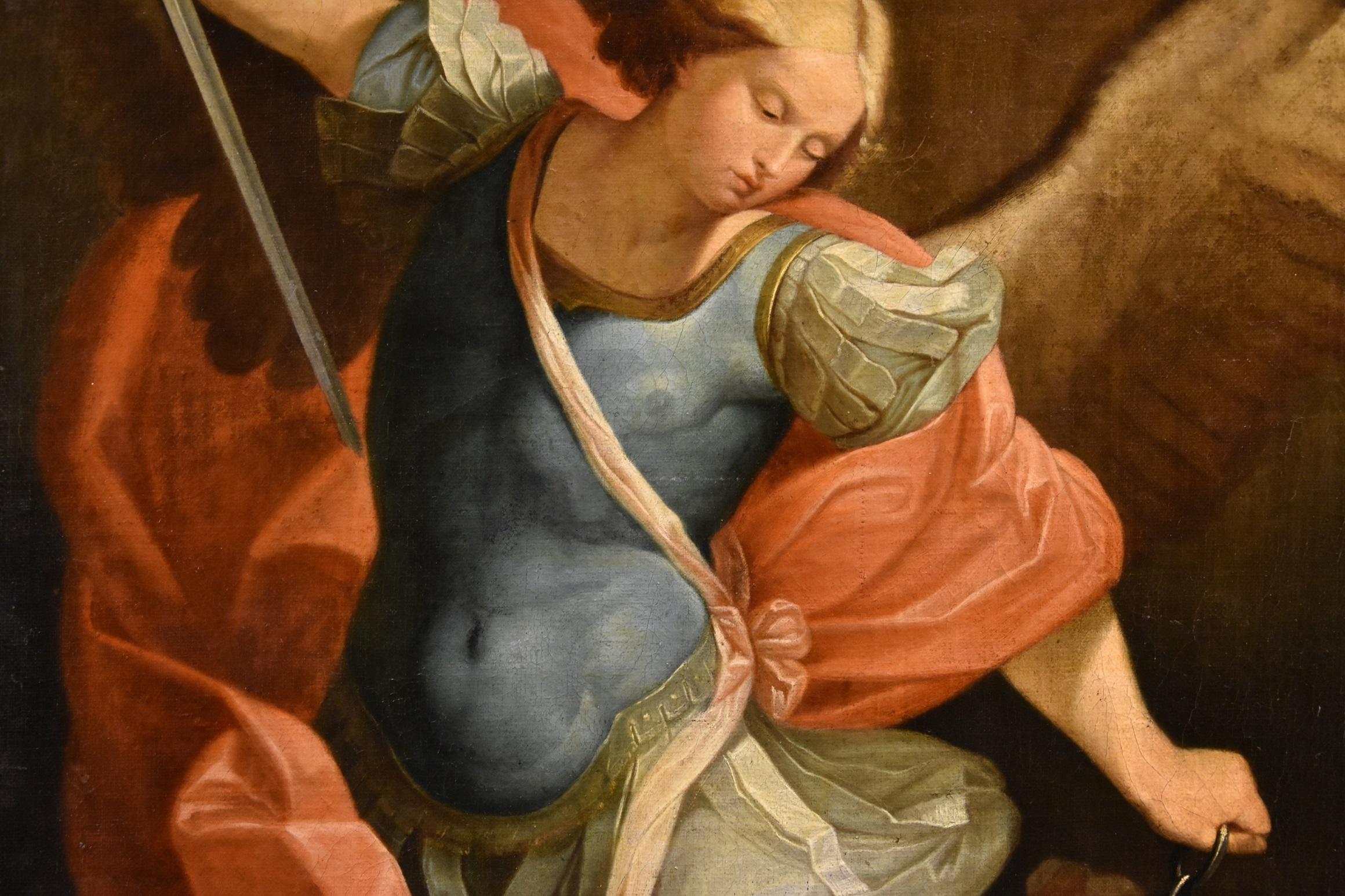 San Miguel Arcángel Reni 17/18 Siglo Pintura Óleo sobre lienzo Arte antiguo maestro en venta 3