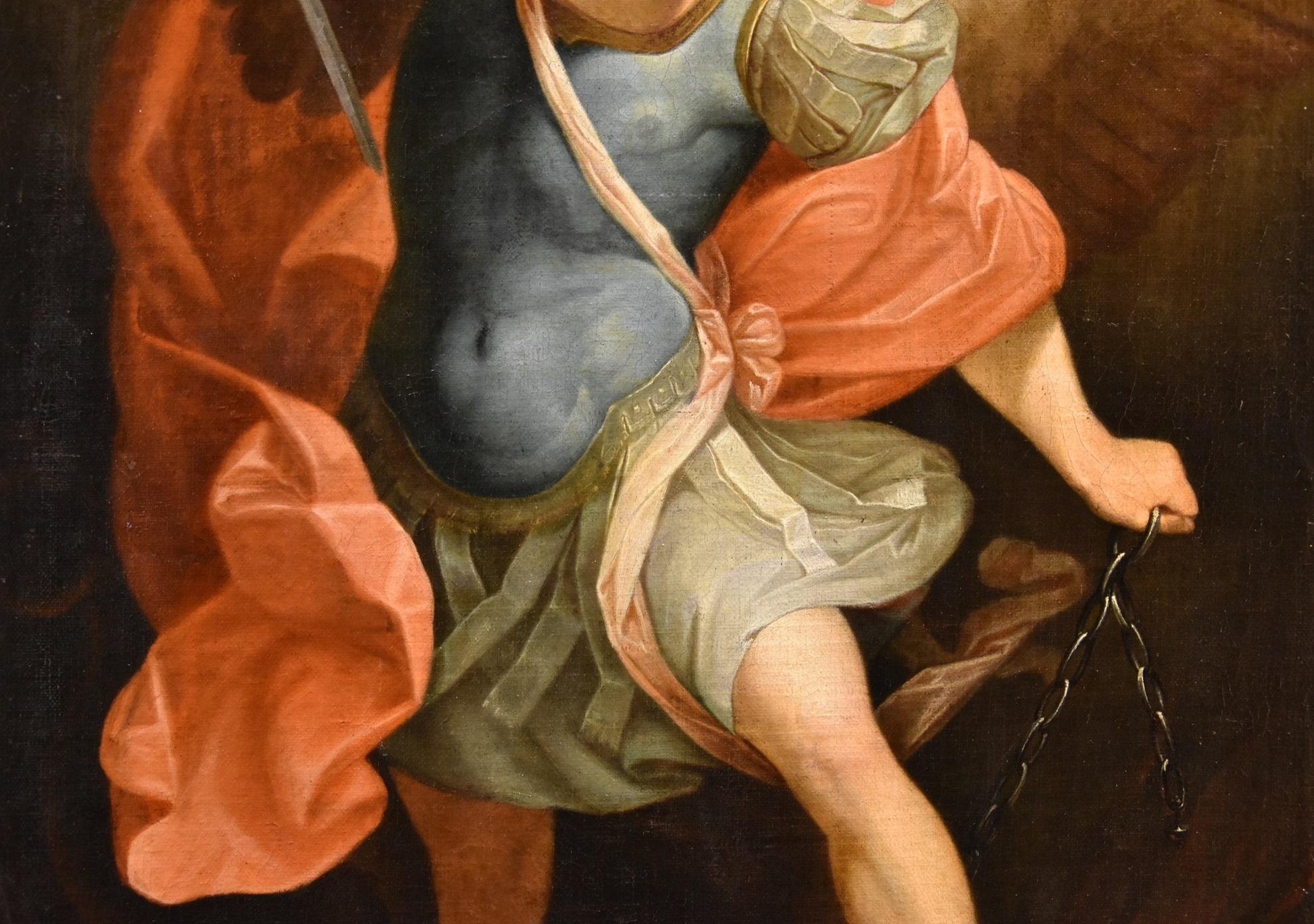 San Miguel Arcángel Reni 17/18 Siglo Pintura Óleo sobre lienzo Arte antiguo maestro en venta 4
