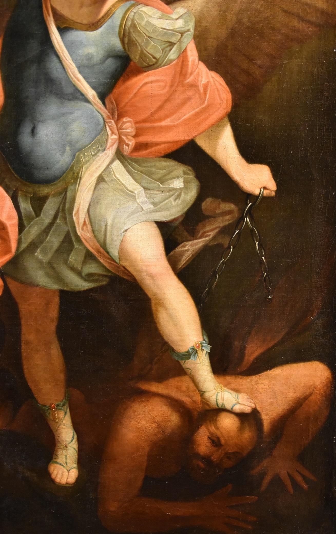 San Miguel Arcángel Reni 17/18 Siglo Pintura Óleo sobre lienzo Arte antiguo maestro en venta 6