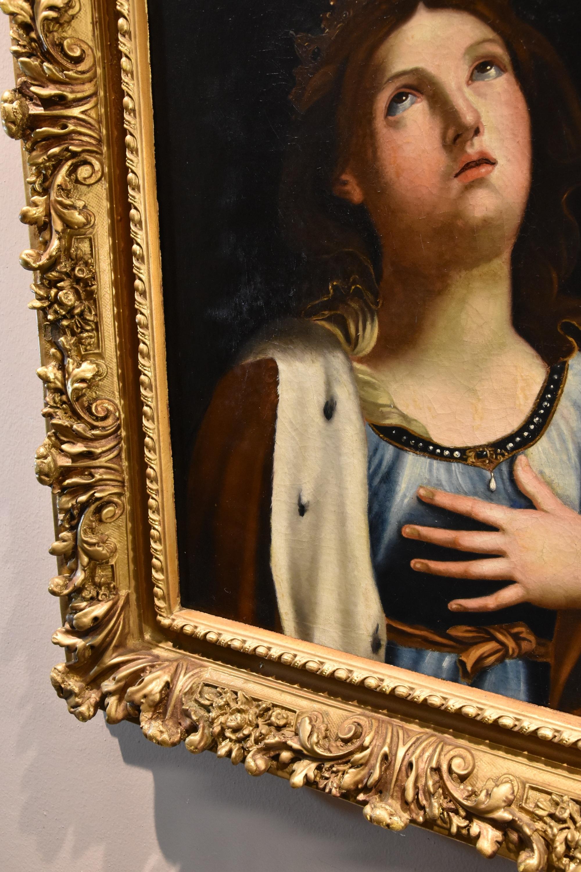 Santa Caterina Religiosa Reni 17° secolo Dipinto Olio su tela Vecchio maestro Italia in vendita 7