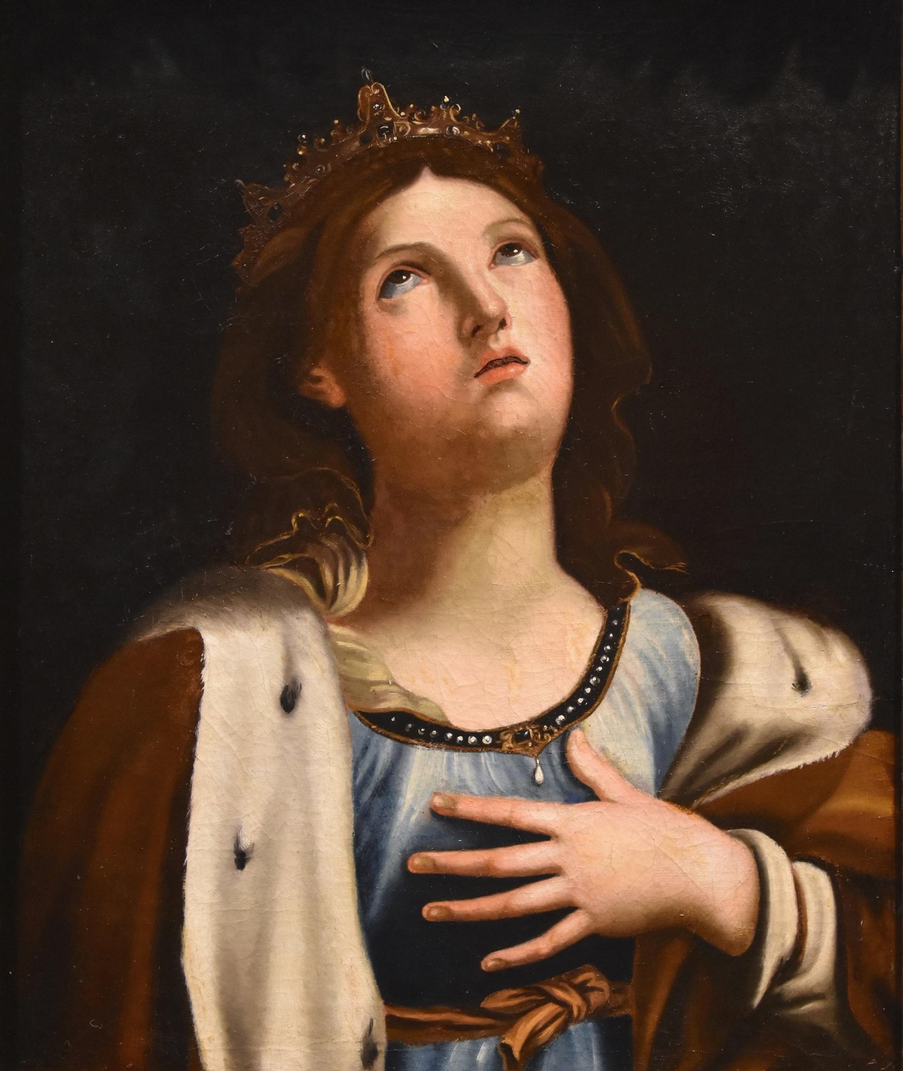Santa Caterina Religiosa Reni 17° secolo Dipinto Olio su tela Vecchio maestro Italia - Painting di Guido Reni (bologna 1575 - 1642) Workshop