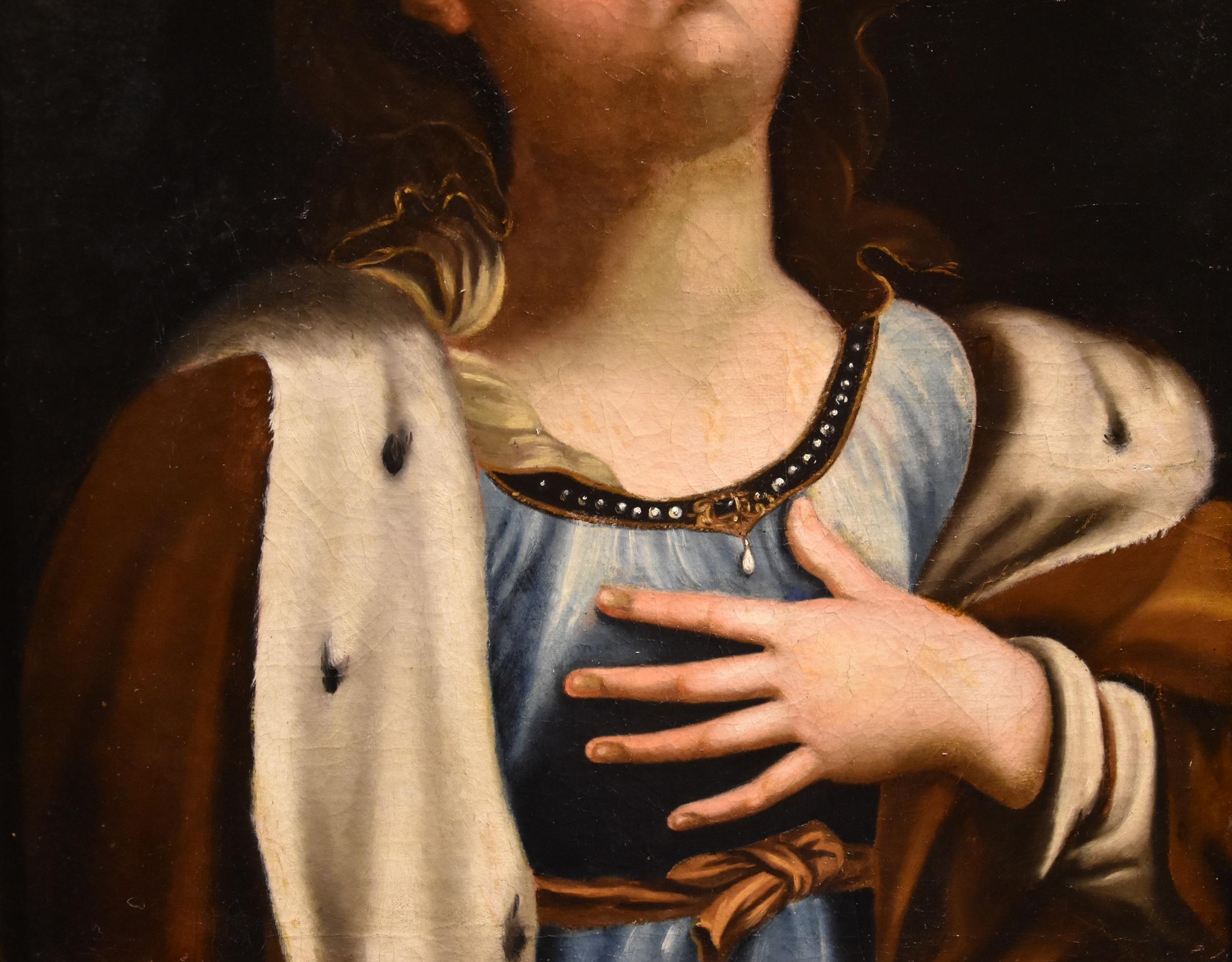 Santa Caterina Religiosa Reni 17° secolo Dipinto Olio su tela Vecchio maestro Italia - Portrait Painting Marrone di Guido Reni (bologna 1575 - 1642) Workshop