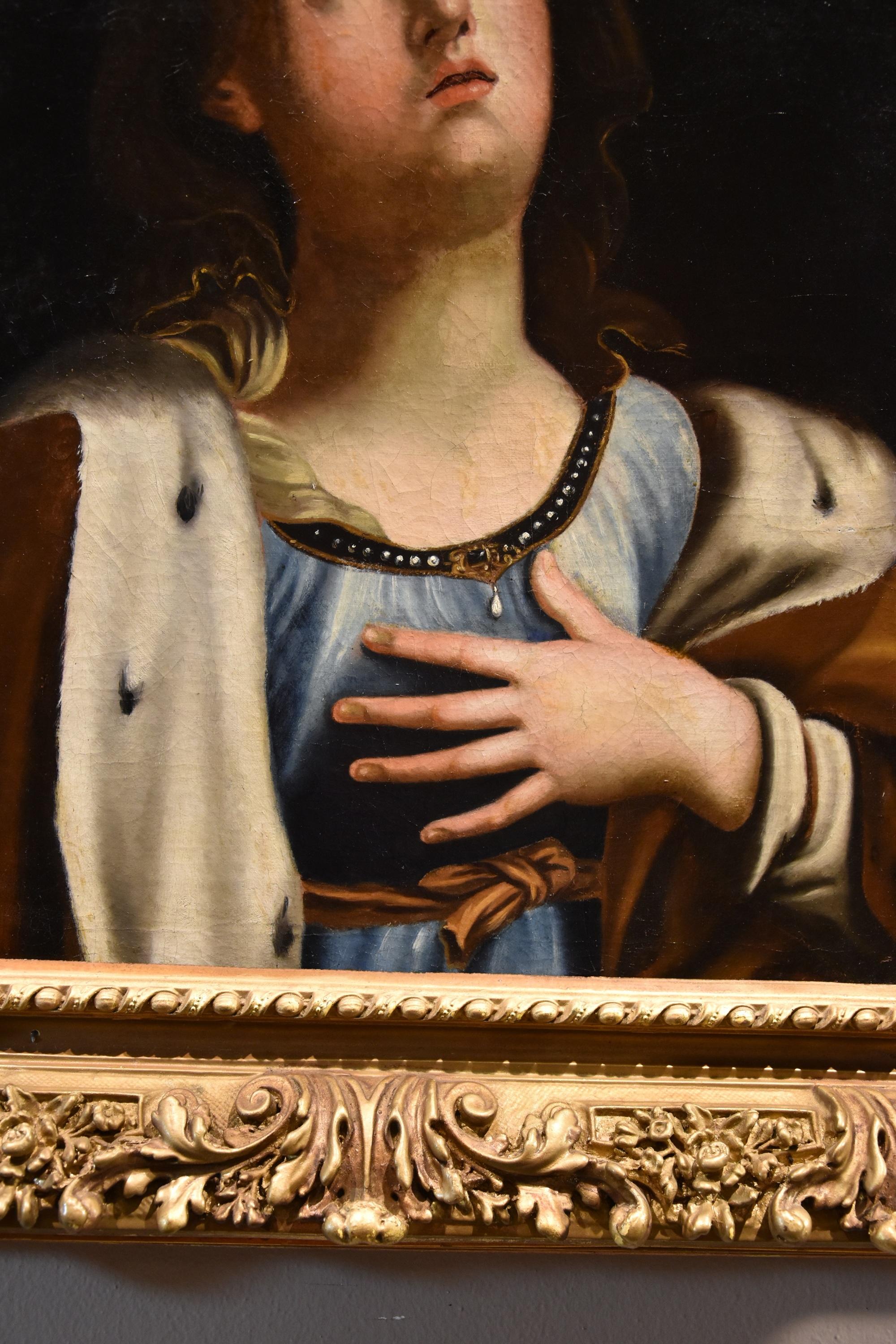 Guido Reni (Bologna 1575 - 1642) Laboratorio di 

Probabilmente Gian Domenico Cerrini, il Cavalier Perugino (Perugia 1609 - Roma 1681)  

Santa Caterina d'Alessandria  Olio su tela 65 x 54 cm - con cornice 93 x 82 cm  

La splendida figura femminile