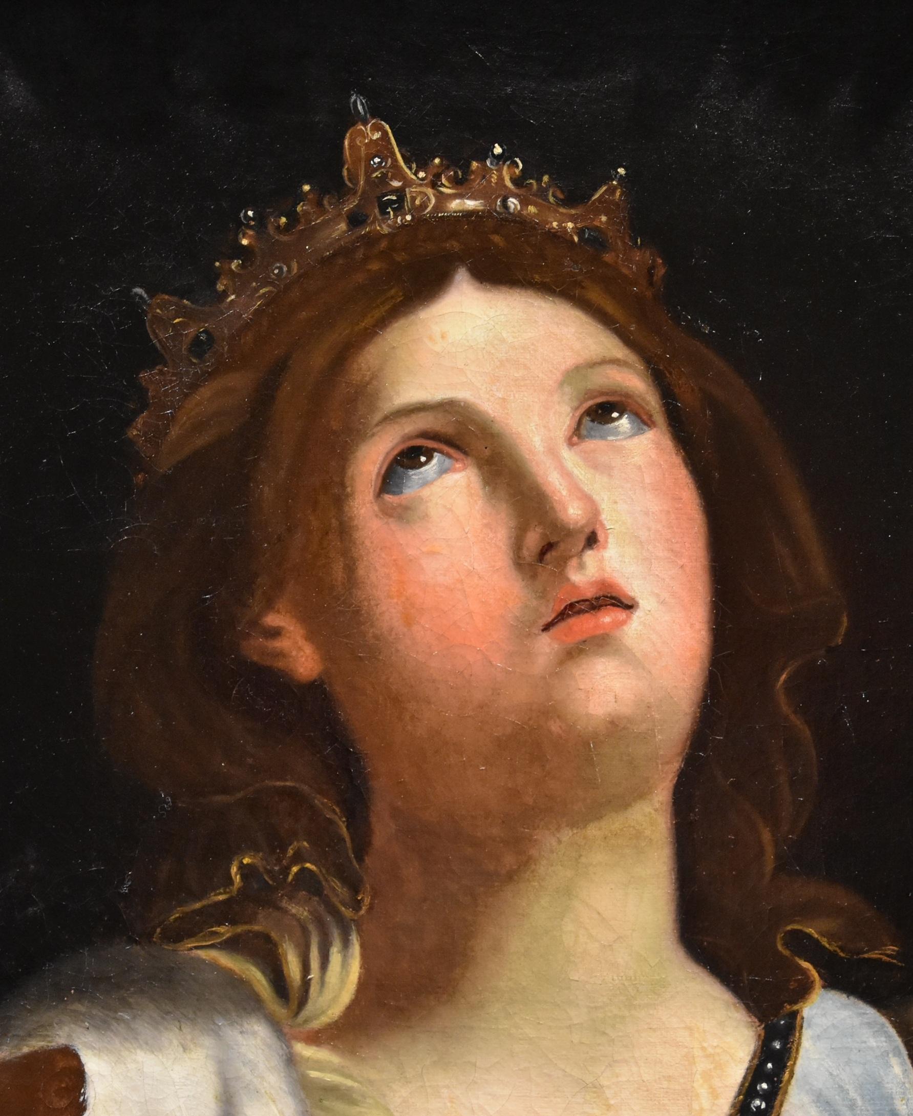 Santa Caterina Religiosa Reni 17° secolo Dipinto Olio su tela Vecchio maestro Italia in vendita 2