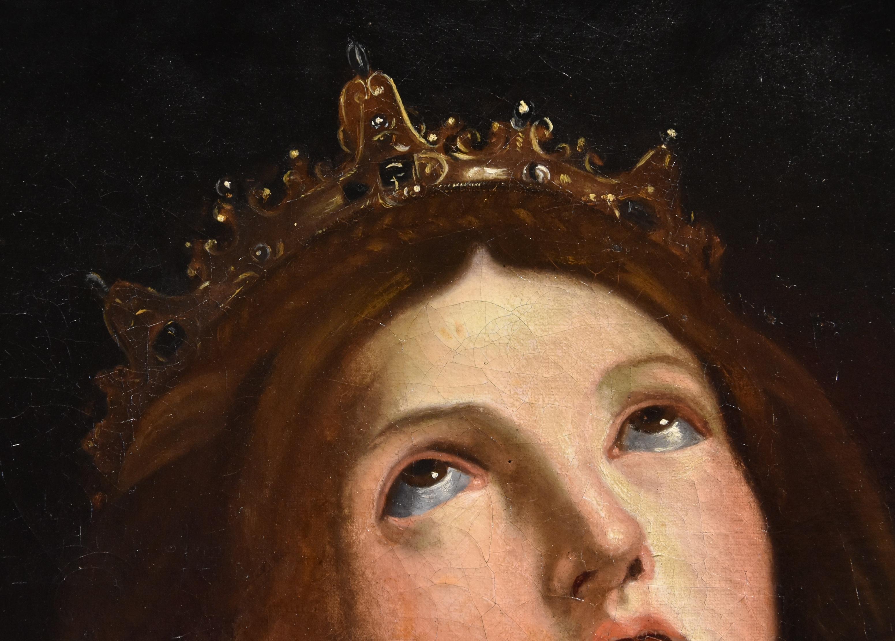 Santa Caterina Religiosa Reni 17° secolo Dipinto Olio su tela Vecchio maestro Italia in vendita 4