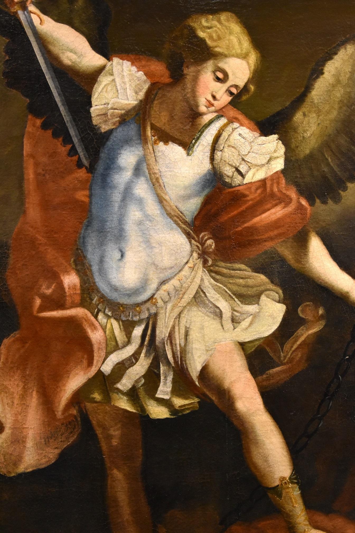 Saint Michael Archangel Reni 17th Century Paint Oil on canvas Old master Italy 6