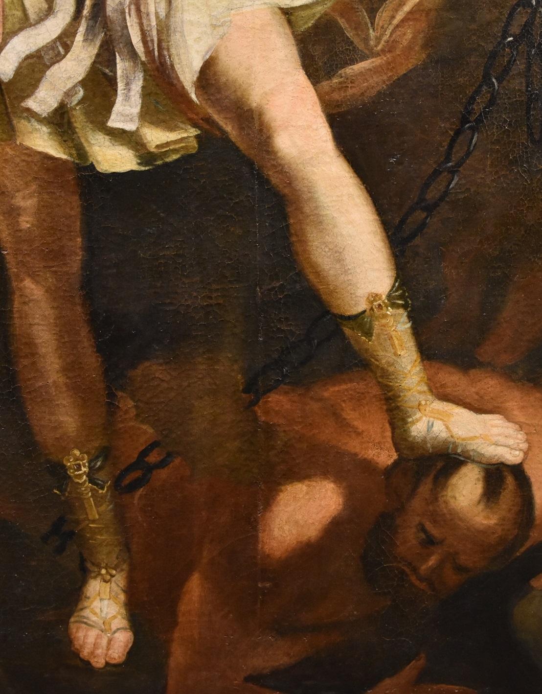 Saint Michael Archangel Reni 17th Century Paint Oil on canvas Old master Italy 9