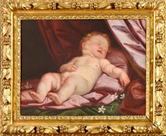 17th century Italian Old Master Baroque painting - Sleeping Christ as an infant