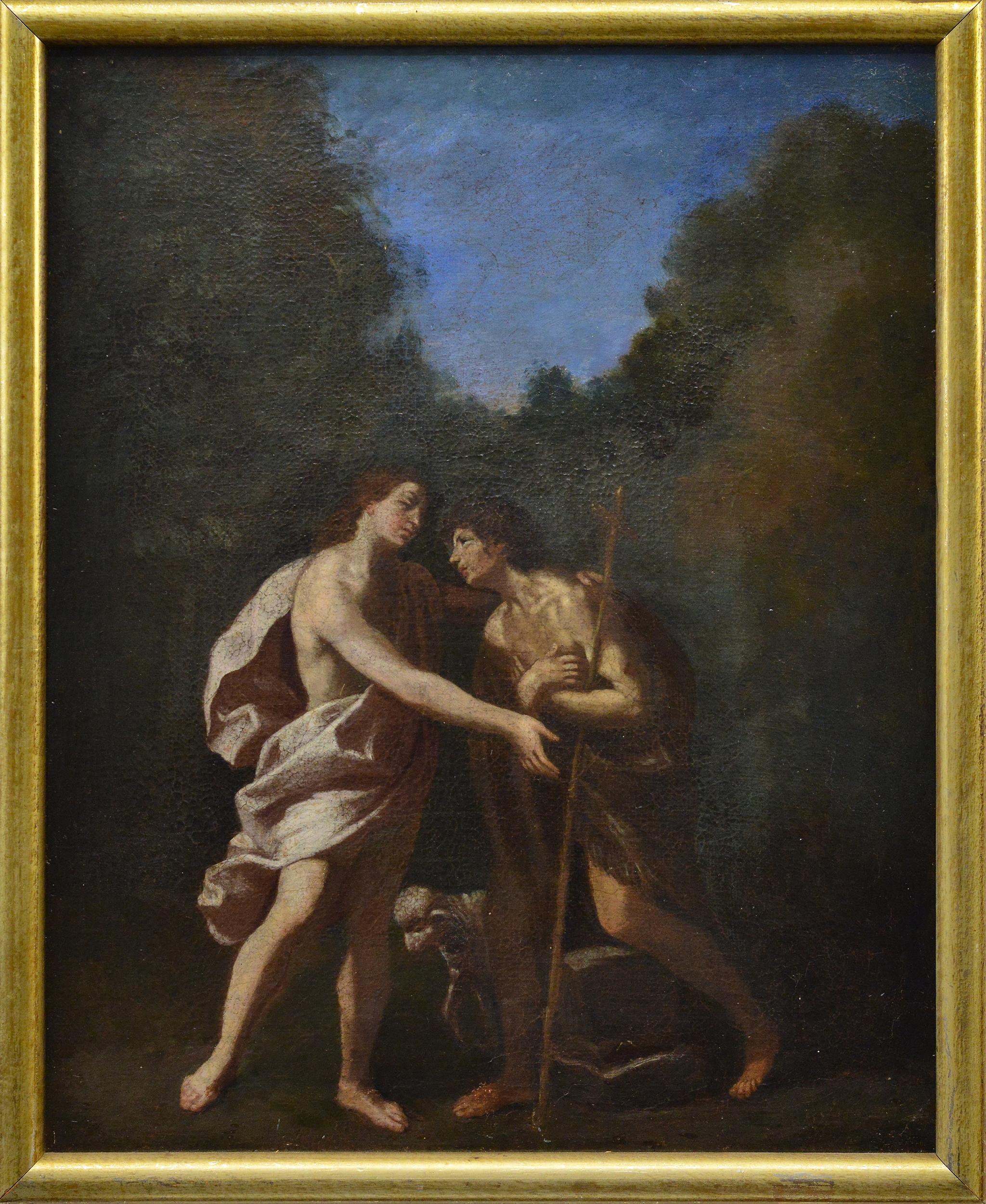 17th Century Italian School Baroque Oil Painting Christ John Baptist Framed