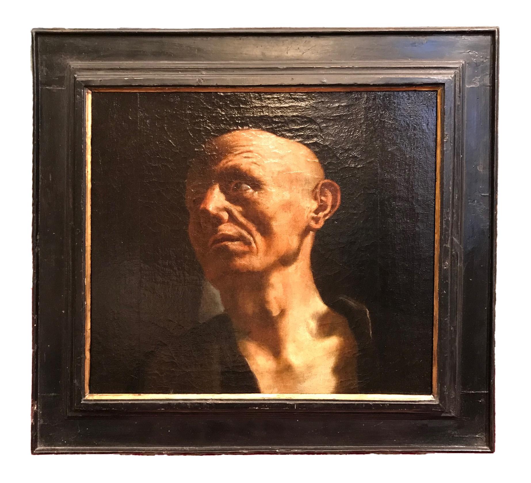 Testa maschile di Guido Reni Olio su tela dell'inizio del XVII secolo in vendita 2