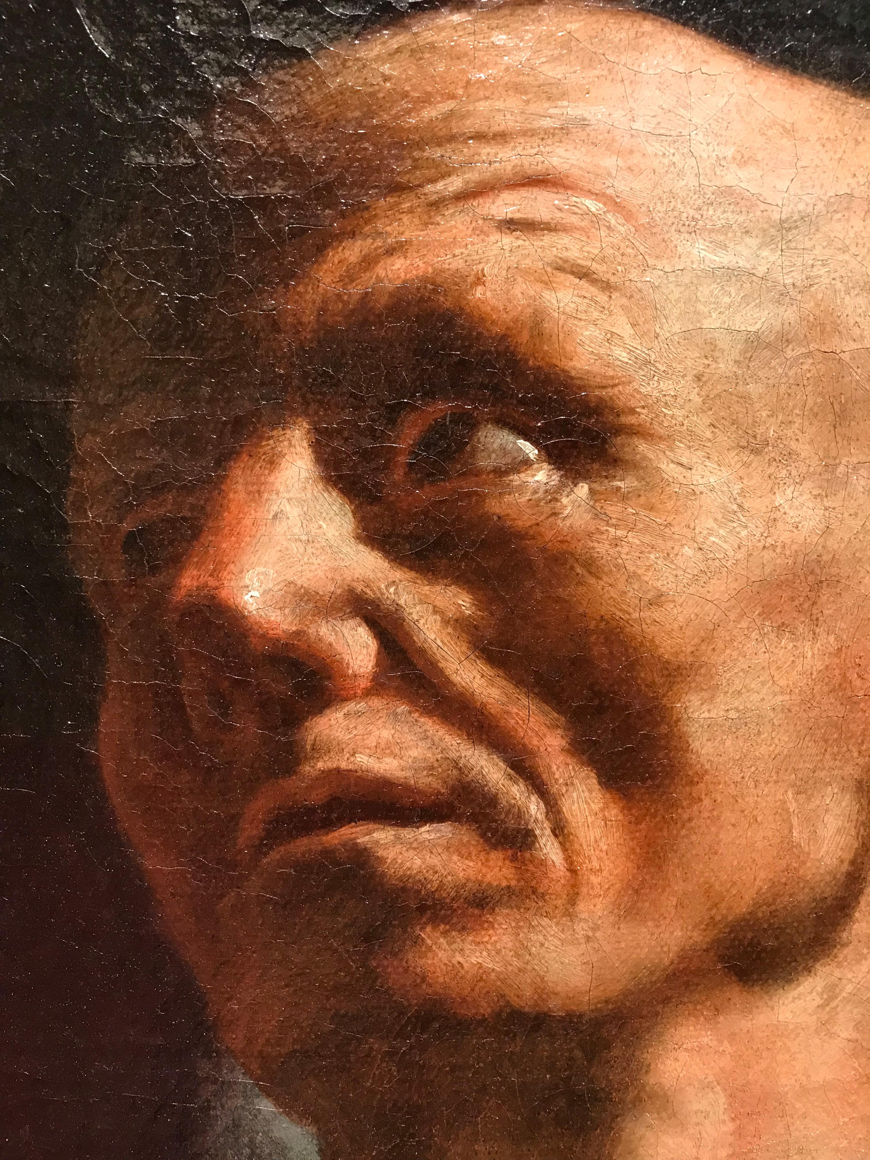 Testa maschile di Guido Reni Olio su tela dell'inizio del XVII secolo in vendita 3
