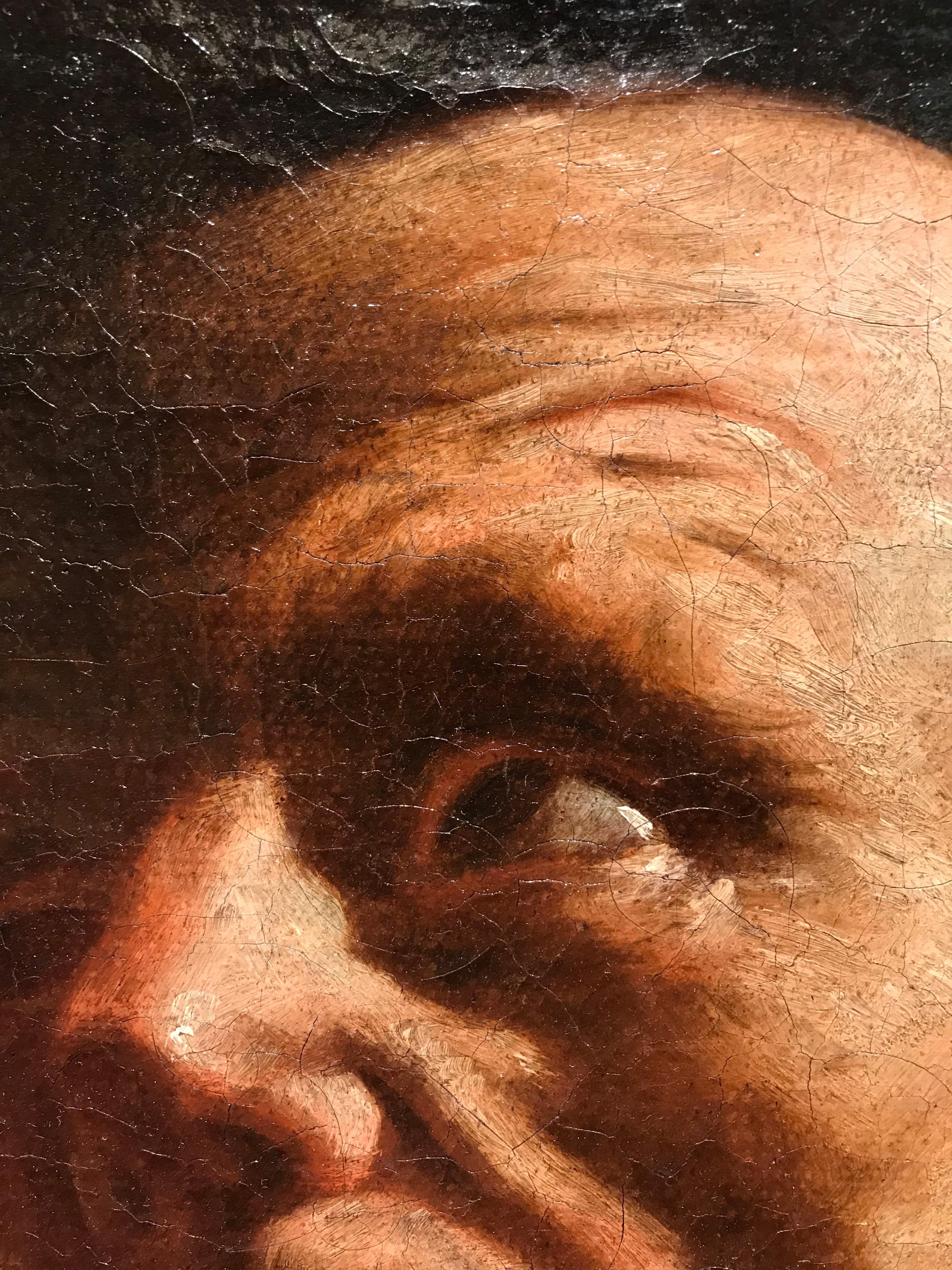 Testa maschile di Guido Reni Olio su tela dell'inizio del XVII secolo in vendita 4