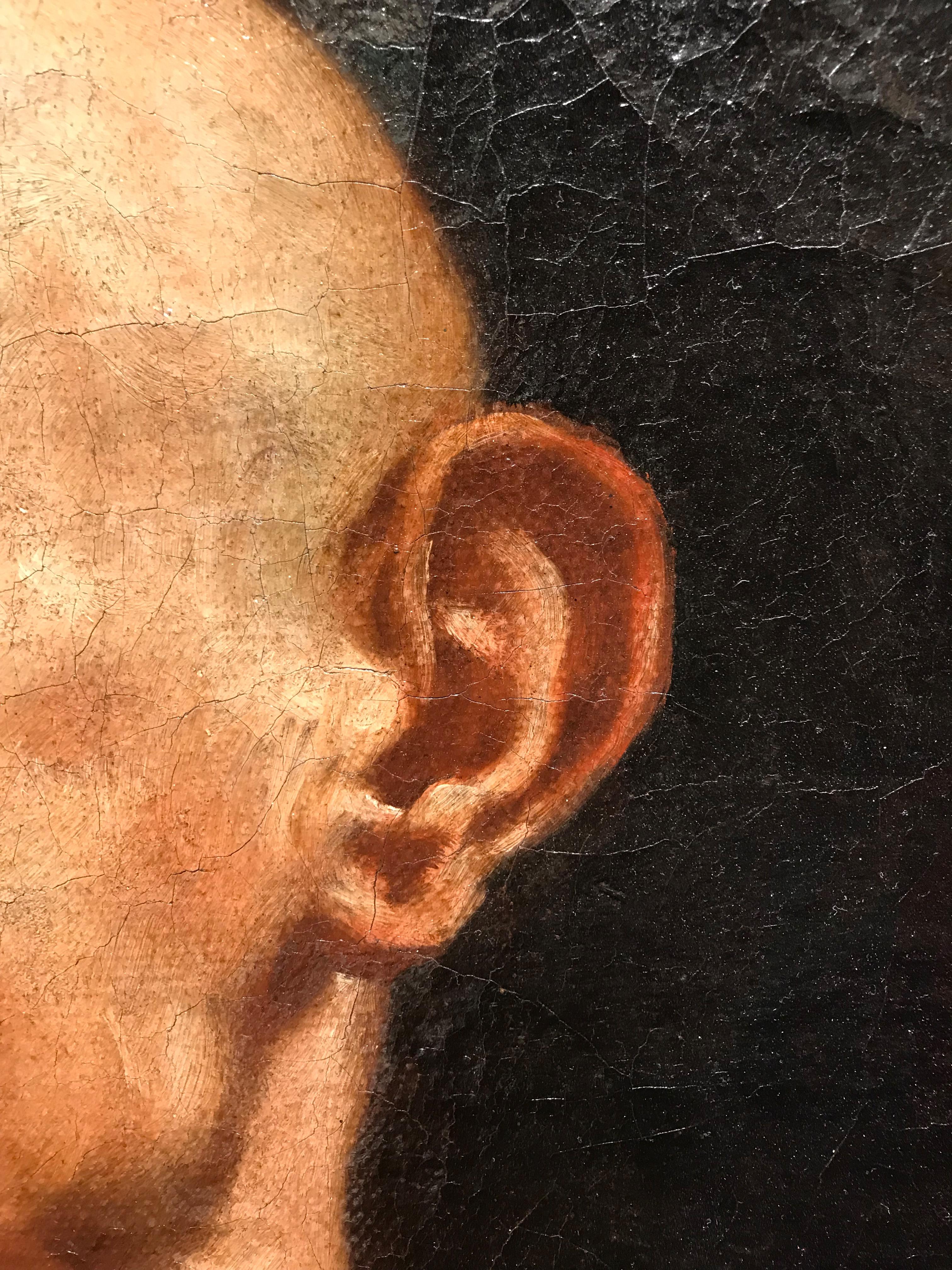 Testa maschile di Guido Reni Olio su tela dell'inizio del XVII secolo in vendita 5