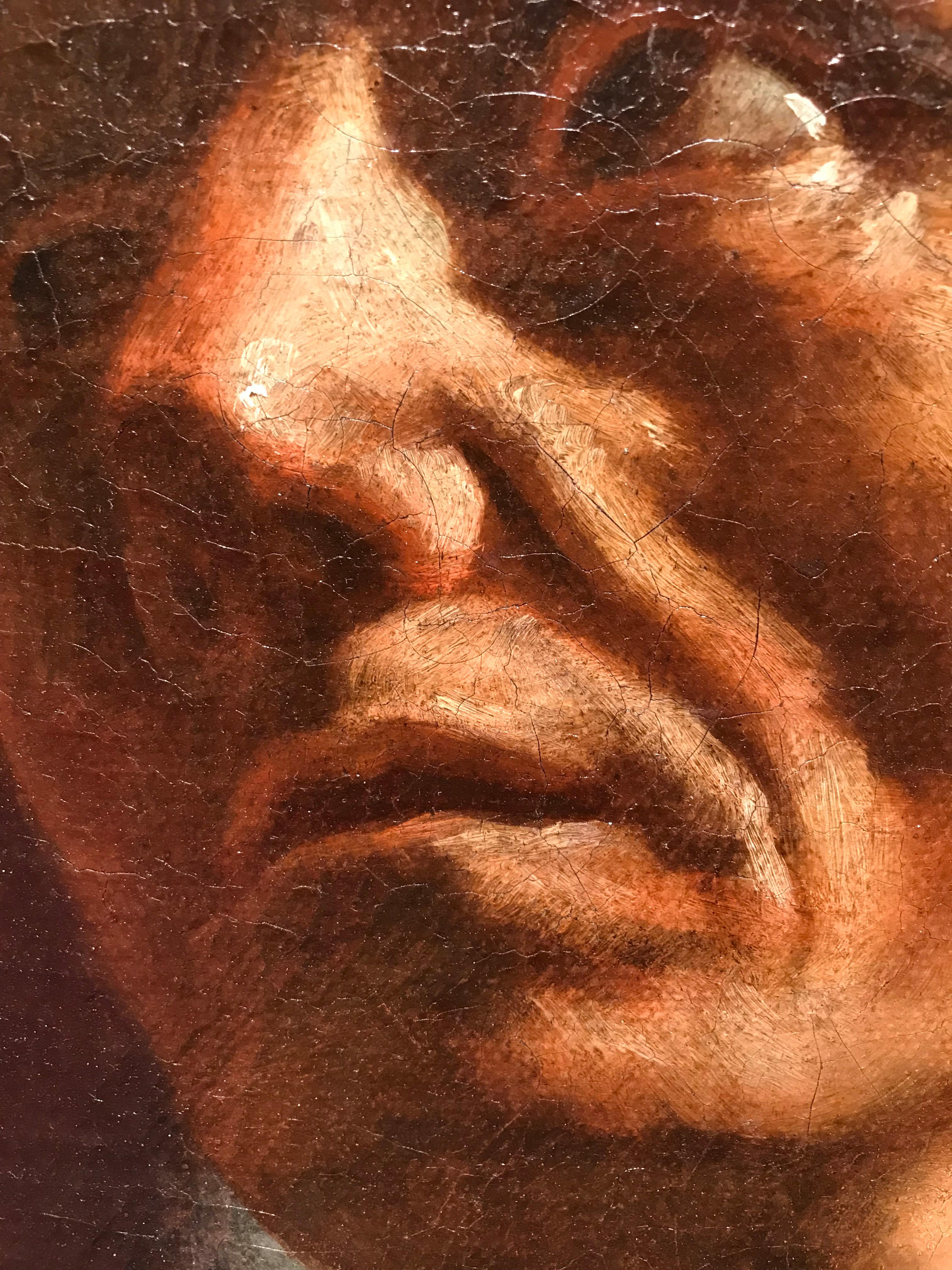 Testa maschile di Guido Reni Olio su tela dell'inizio del XVII secolo in vendita 6